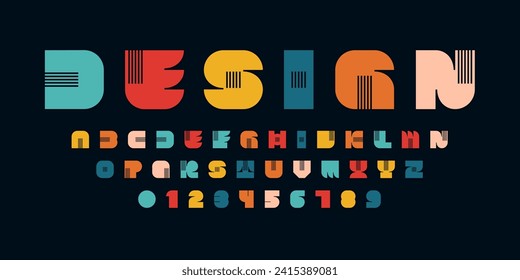 Modern abstract digital alphabet font. Minimal technology typography, Creative urban sport fashion futuristic font and with numbers. vector illustration
