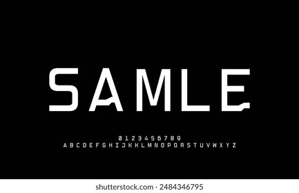 Modern abstract digital alphabet font. Minimal technology typography, Creative urban sport fashion futuristic font and with numbers.