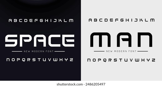 Modern abstract digital alphabet font. Minimal technology typography, Creative urban sport fashion futuristic font and with numbers. vector illustration