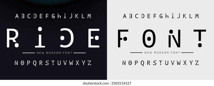 Modern abstract digital alphabet font. Minimal technology typography, Creative urban sport fashion futuristic font and with numbers. vector illustration