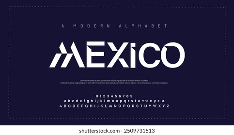 Modern abstract digital alphabet font. Minimal technology typography, Creative urban sport fashion futuristic font and with numbers. vector illustration