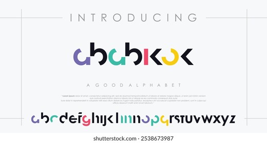 Modern abstract digital alphabet font. Minimal technology typography, Creative sport font and with numbers. vector illustration