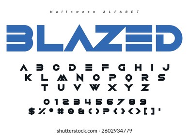 Modern abstract digital alphabet font. Minimal technology typography, Creative urban sport fashion futuristic font and with numbers. vector illustration