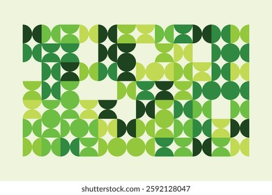 A modern abstract digital artwork featuring interconnected geometric shapes in shades of green. The structured yet dynamic composition creates depth, symmetry, and a futuristic visual appeal.