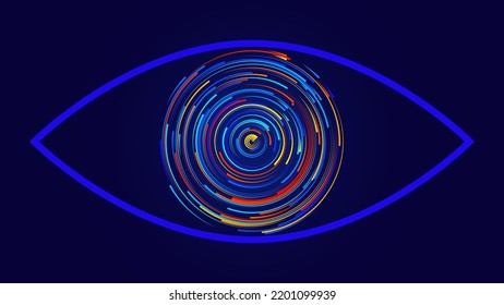 Modern Abstract Digital Eye Background. Digital Vision Template Concept Illustration. Abstract Human Eye Creative Sign. Security Technology and Surveillance. Design Element. Vector Illustration.