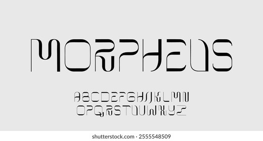 Modern abstract digital futuristic font. Creative unique font, type, technology, digital, graphic design. Luxury alphabet letters, elegant typography. Font and illustration in vector format.