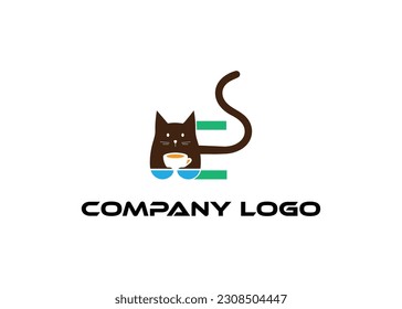 Logo digital abstracto moderno. tipografía, logotipo de gato creativo y tecnología mínima   logotipo de ilustración vectorial.  conjunto de símbolos para el artista, estilo moderno Awesome logotipo en forma de plantilla Modo plano.