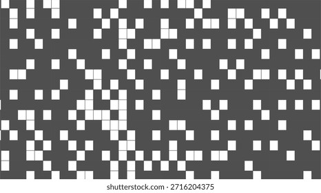 Patrón de píxeles digitales Abstractas modernos: un fondo de Vector minimalista con cuadrados blancos dispersos sobre un fondo gris oscuro que representa datos, codificación, Tecnología e innovación futura