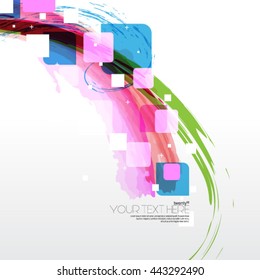 Modern Abstract Digital Squares and Ink Layout/Design Cover Background