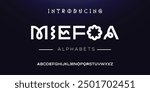 Modern abstract digital tech font. Logo creative font, type, technology, movie, digital, music, movie. Font and illustration in vector format.