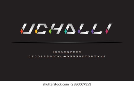 Modern abstract digital tech font. Logo creative font, type, technology, movie, digital, music, movie. Font and illustration in vector format.