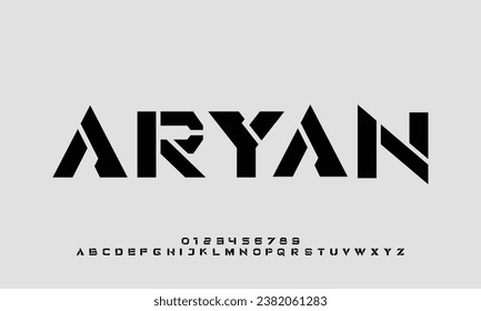 Modern abstract digital tech font. Logo creative font, type, technology, movie, digital, music, movie. Font and illustration in vector format. 