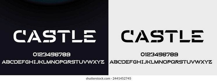 Fuente digital abstracta moderna de la tecnología. Fuente creativa del logotipo, tipo, tecnología, película, digital, música, película. Fuente e ilustración en formato vectorial.
