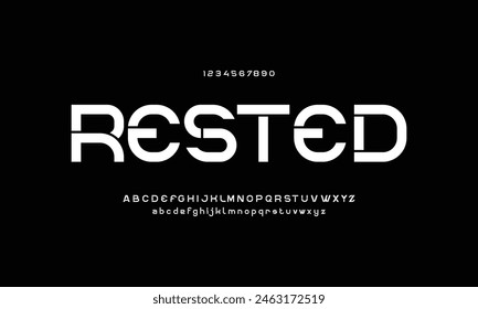 Modern abstract digital tech font. Logo creative font, type, technology, movie, digital, music, movie. Font and illustration in vector format.