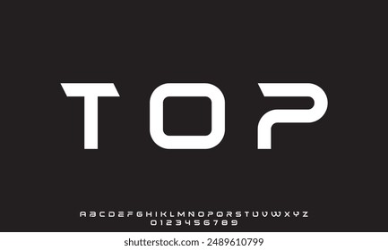 Modern abstract digital tech font. Creative font, type, technology, movie, digital, music, movie. Font and illustration in vector format.