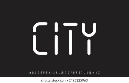 Modern abstract digital tech font. Logo creative font, type, technology, movie, digital, music, movie. Font and illustration in vector format.