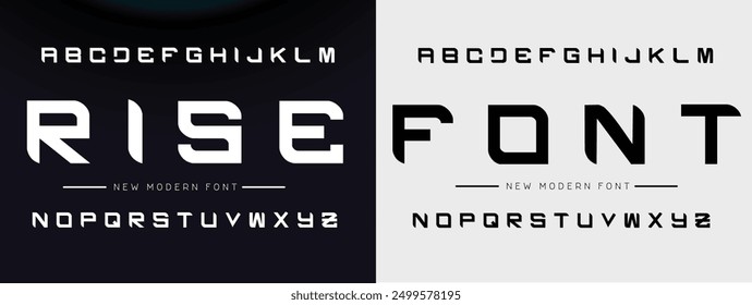 Modern abstract digital tech font. Logo creative font, type, technology, movie, digital, music, movie. Font and illustration in vector format.
