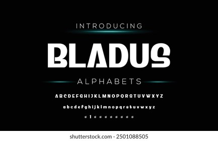 Moderne abstrakte digitale Schriftart. Logo kreative Schriftart, Typ, Technologie, Film, digital, Musik, Film. Schriftart und Illustration im Vektorformat.