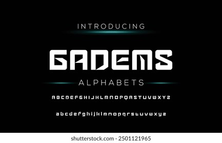Modern abstract digital tech font. Logo creative font, type, technology, movie, digital, music, movie. Font and illustration in vector format.