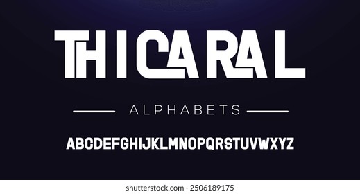Modern abstract digital tech font. Logo creative font, type, technology, movie, digital, music, movie. Font and illustration in vector format.