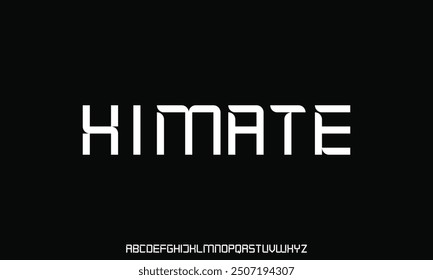 Modern abstract digital tech font. Logo creative font, type, technology, movie, digital, music, movie. Font and illustration in vector format.