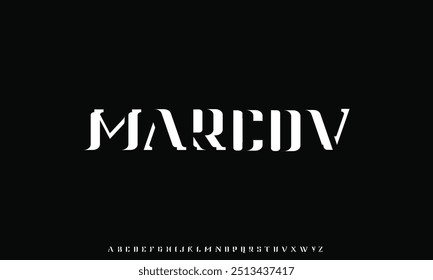 Modern abstract digital tech font. Logo creative font, type, technology, movie, digital, music, movie. Font and illustration in vector format.