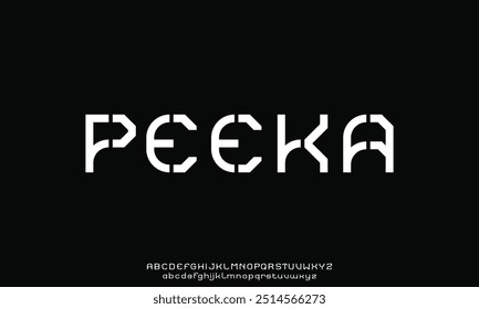 Modern abstract digital tech font. Logo creative font, type, technology, movie, digital, music, movie. Font and illustration in vector format.