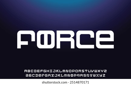Modern abstract digital tech font. Logo creative font, type, technology, movie, digital, music, movie. Font and illustration in vector format.