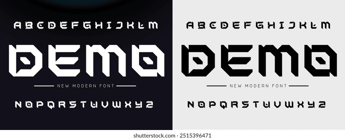 Modern abstract digital tech font. Logo creative font, type, technology, movie, digital, music, movie. Font and illustration in vector format.