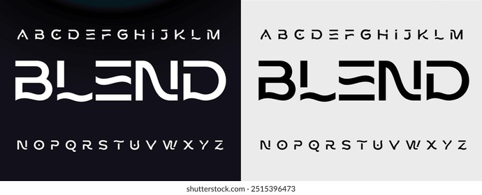 Modern abstract digital tech font. Logo creative font, type, technology, movie, digital, music, movie. Font and illustration in vector format.
