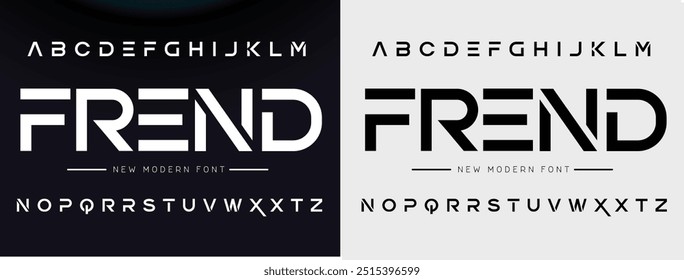 Fuente de tecnología digital abstracta moderna. Logo fuente creativa, tipo, tecnología, película, digital, música, película. Fuente e ilustración en formato Vector.