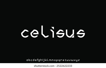 Moderne abstrakte digitale Schriftart. Logo kreative Schriftart, Typ, Technologie, Film, digital, Musik, Film. Schriftart und Illustration im Vektorformat.
