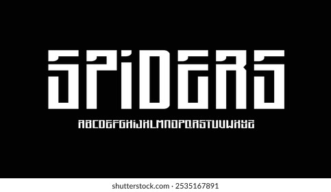 Moderne abstrakte digitale Schriftart. Logo kreative Schriftart, Typ, Technologie, Film, digital, Musik, Film. Schriftart und Illustration im Vektorformat.
