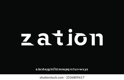 Moderne abstrakte digitale Schriftart. Logo kreative Schriftart, Typ, Technologie, Film, digital, Musik, Film. Schriftart und Illustration im Vektorformat.