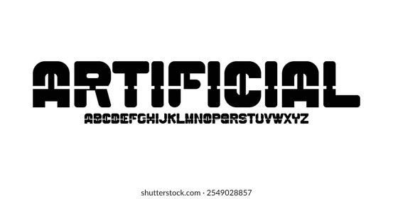 Fuente de tecnología digital abstracta moderna. Logo fuente creativa, tipo, tecnología, película, digital, música, película. Fuente e ilustración en formato Vector.
