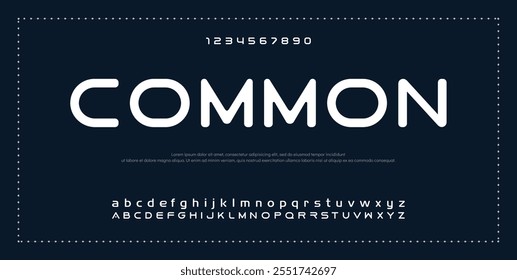 Fonte digital abstrata moderna da tecnologia. Fonte criativa logotipo, tipo, tecnologia, filme, digital, música, filme. Fonte e ilustração em formato vetorial.