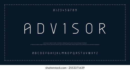 Modern abstract digital tech font. Logo creative font, type, technology, movie, digital, music, movie. Font and illustration in vector format.