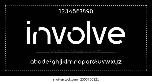 Modern abstract digital tech font. Logo creative font, type, technology, movie, digital, music, movie. Font and illustration in vector format.