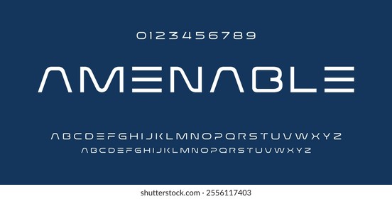 Modern abstract digital tech font. Logo creative font, type, technology, movie, digital, music, movie. Font and illustration in vector format. 