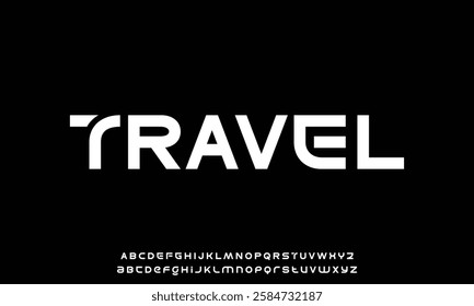 Modern abstract digital tech font. Logo creative font, type, technology, movie, digital, music, movie. Font and illustration in vector format.