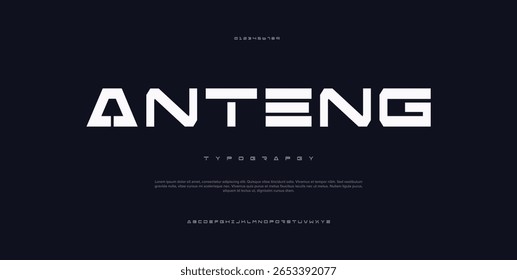 Modern abstract digital tech font. Logo creative font, type, technology, movie, digital, music, movie. Font and illustration in vector format.
