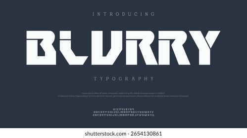 Modern abstract digital tech font. Logo creative font, type, technology, movie, digital, music, movie. Font and illustration in vector format.