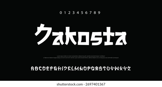 Fonte digital abstrata moderna da tecnologia. Fonte criativa logotipo, tipo, tecnologia, filme, digital, música, filme. Fonte e ilustração em formato vetorial.