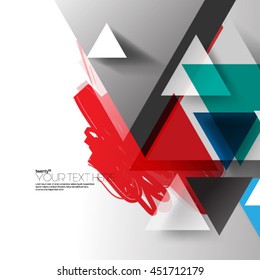 Modern Abstract Digital Triangles and Brush Stroke Layout/Design Cover Background