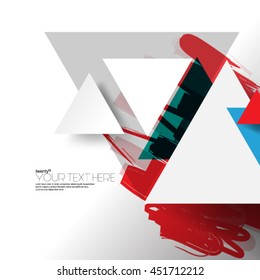 Modern Abstract Digital Triangles and Brush Stroke Layout/Design Cover Background