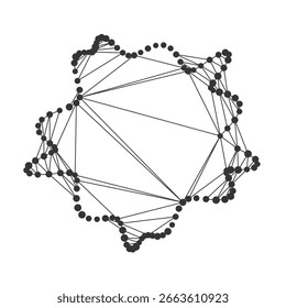 Modern abstract donut shape formed by connected dots and lines, ideal for technology, science, or data visualization concepts, isolated on white background vector illustration