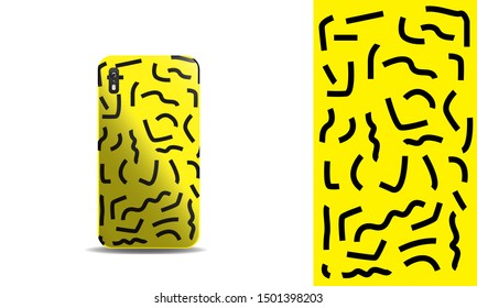 modern abstract doodle phone case vector design template. eps10