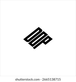 Modern abstract DOP logo design featuring geometric lines for innovative data analysis and digital transformation branding
