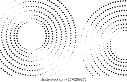 Modern abstract dot point background. The halftone dots are in the form of a circle. Spiral background. Black dots on white background.