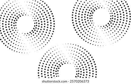 Modern abstract dot point background. The halftone dots are in the form of a circle. Spiral background. Black dots on white background.